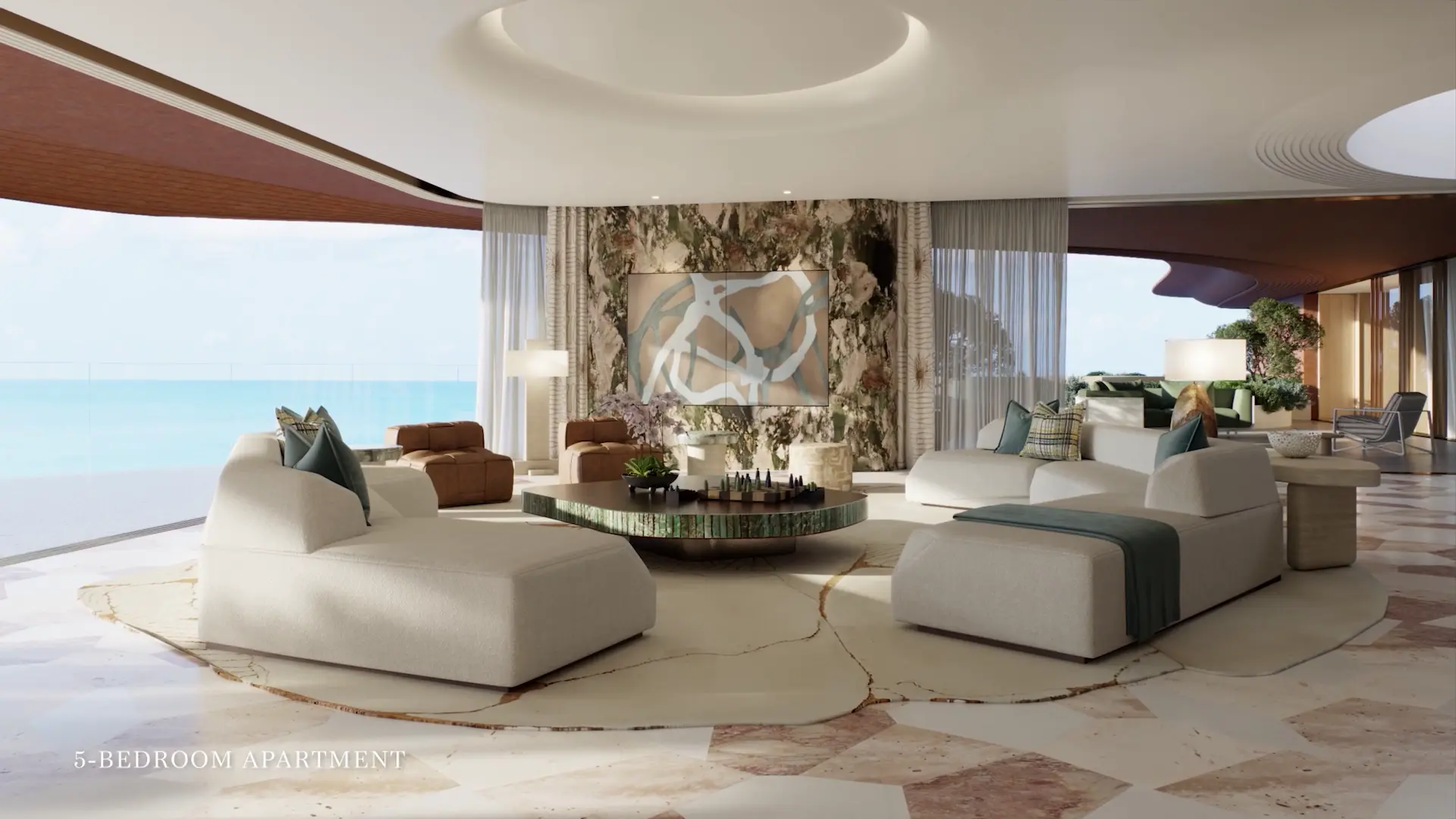 Five-bedroom apartment living space at Jumeirah Asora Bay