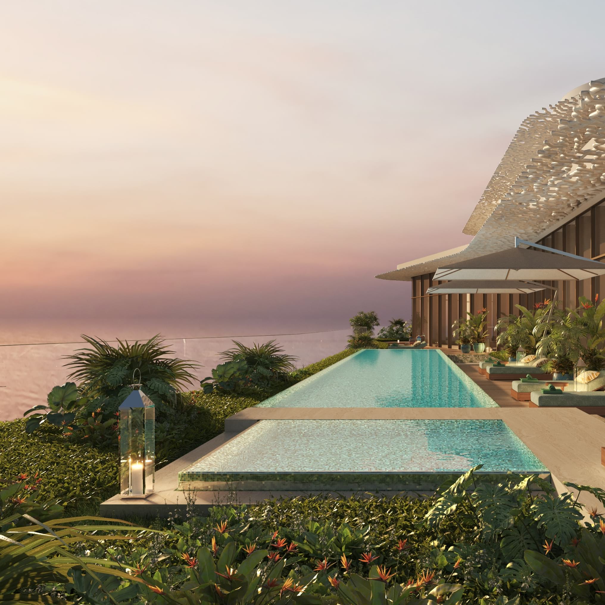 Evening light on Bulgari Lighthouse terraces