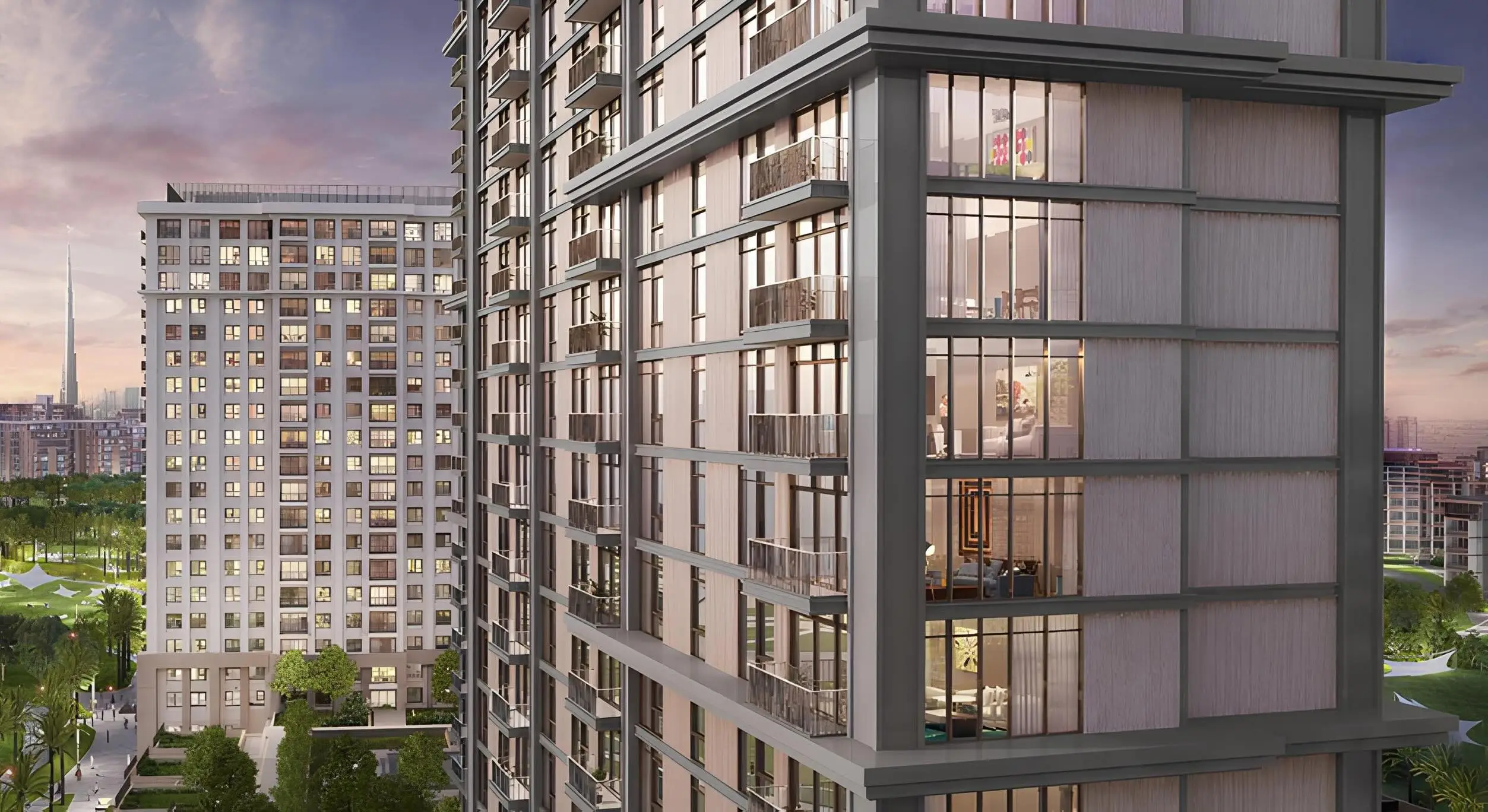 Lime Gardens apartment tower facade and balconies