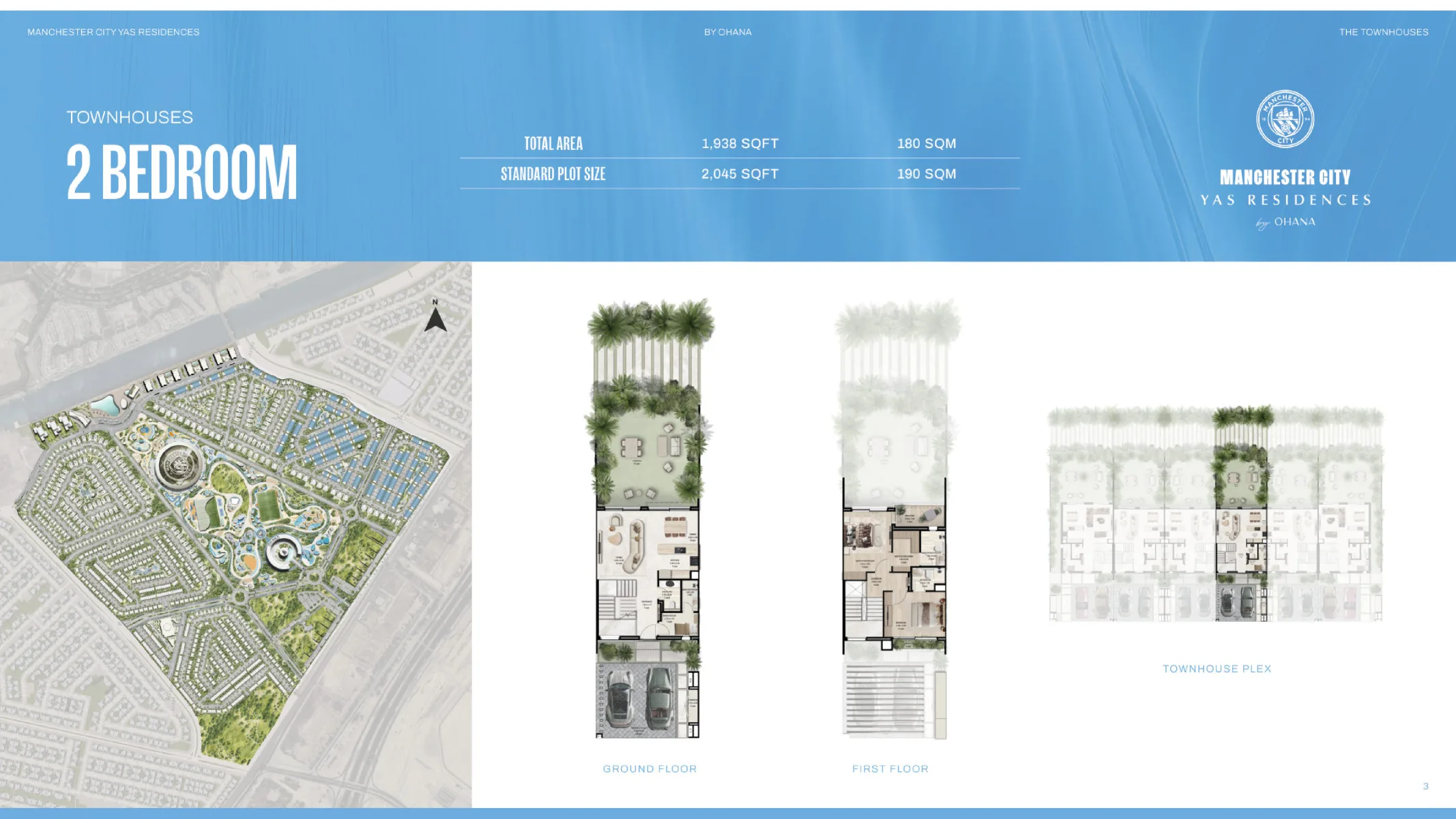 2 Bedroom Townhouse, 1,938 sq ft floor plan at Manchester City Yas Residences by Ohana, Yas Canal