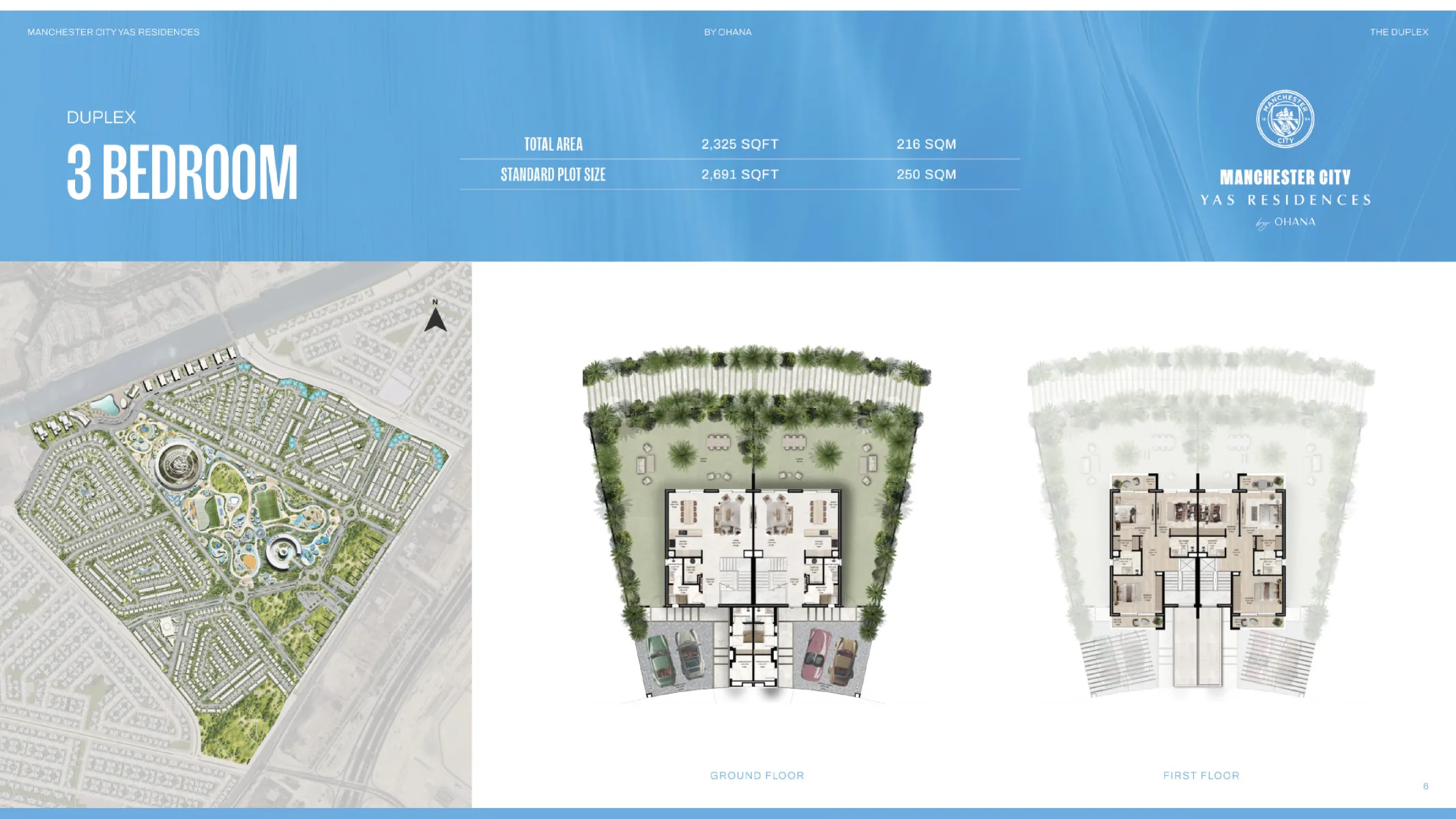 3 bedroom duplex floor plan at Manchester City Yas Residences by Ohana on Yas Canal