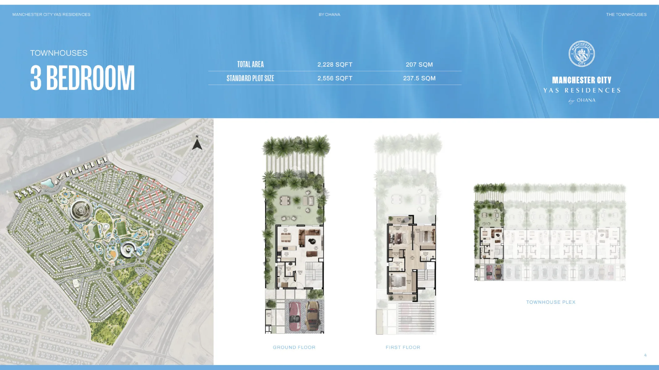 3 Bedroom Townhouse, 2,226 sq ft floor plan at Manchester City Yas Residences by Ohana, Yas Canal