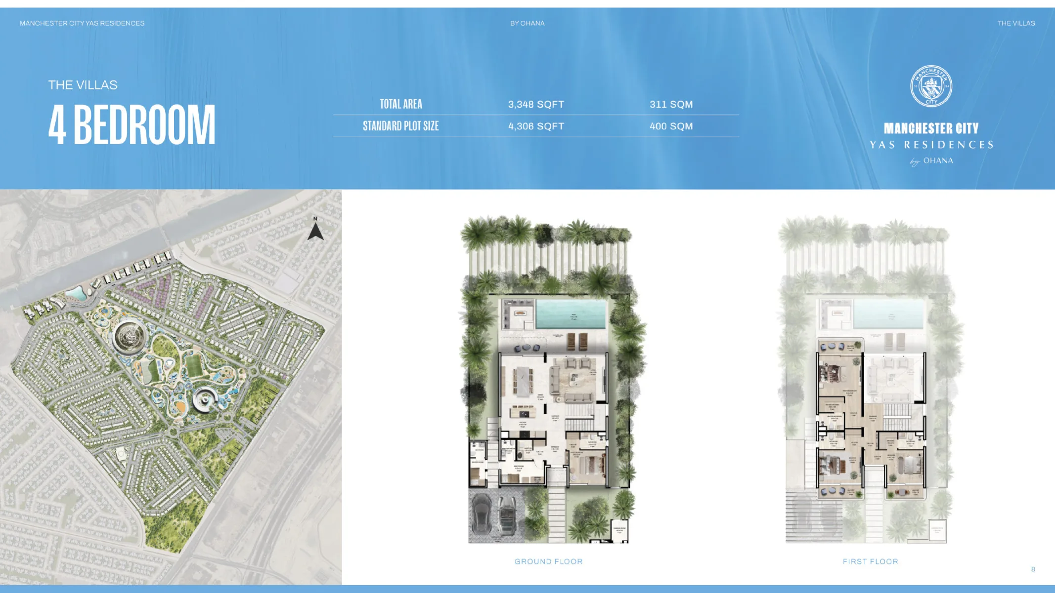 4 Bedroom Villa, 3,348 sq ft floor plan at Manchester City Yas Residences by Ohana, Yas Canal