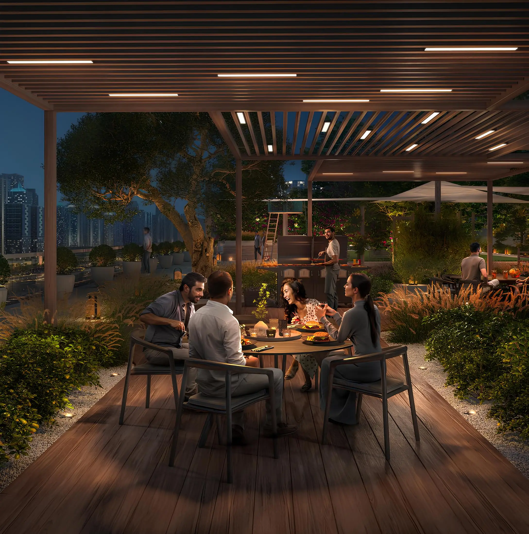 Marina Cove landscaped terrace overlooking Dubai Marina