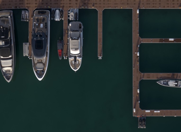Yacht club and marina berths beside Bulgari Marina Lofts