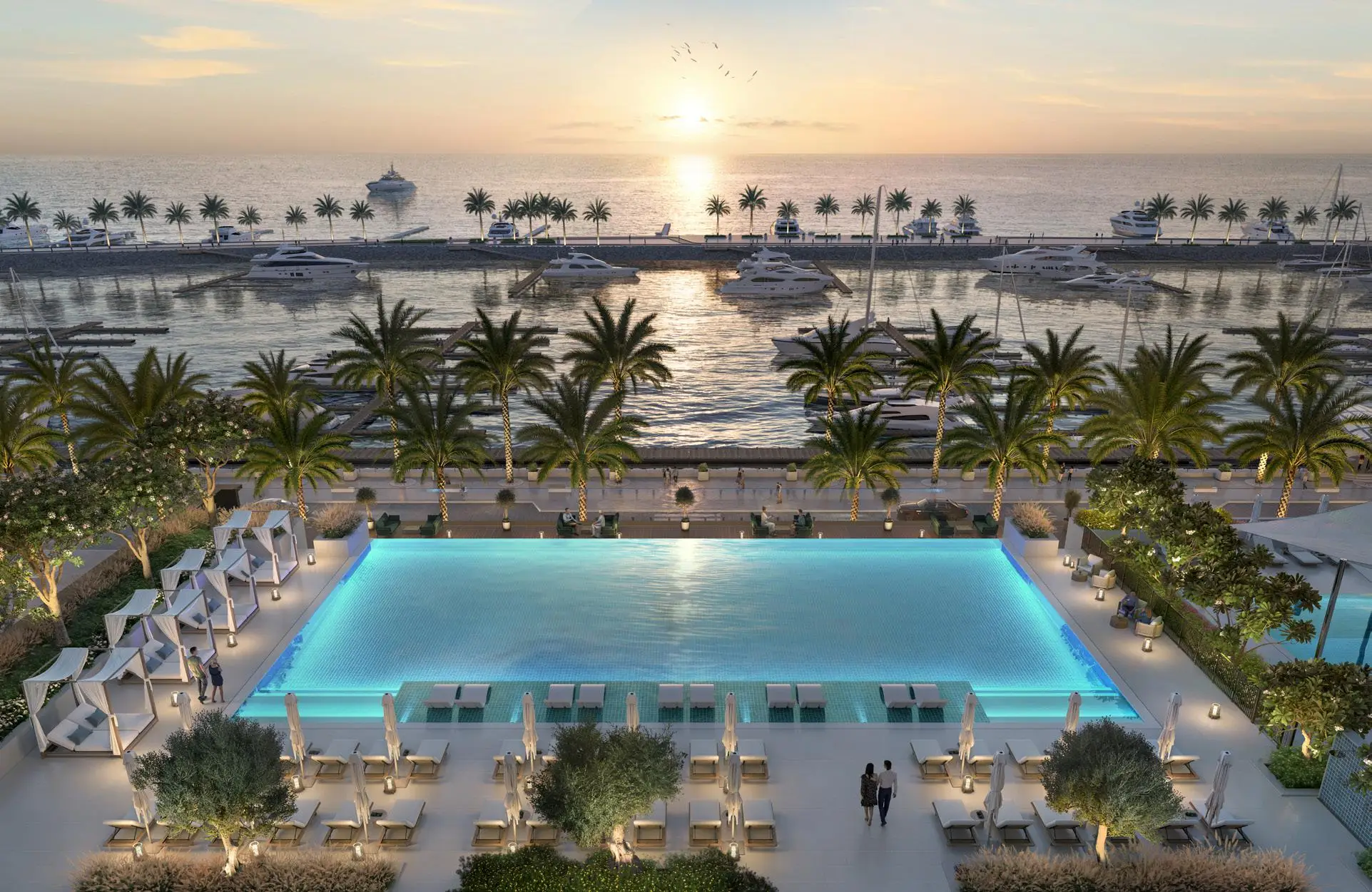 Marina Views landscaped arrival and waterfront architecture