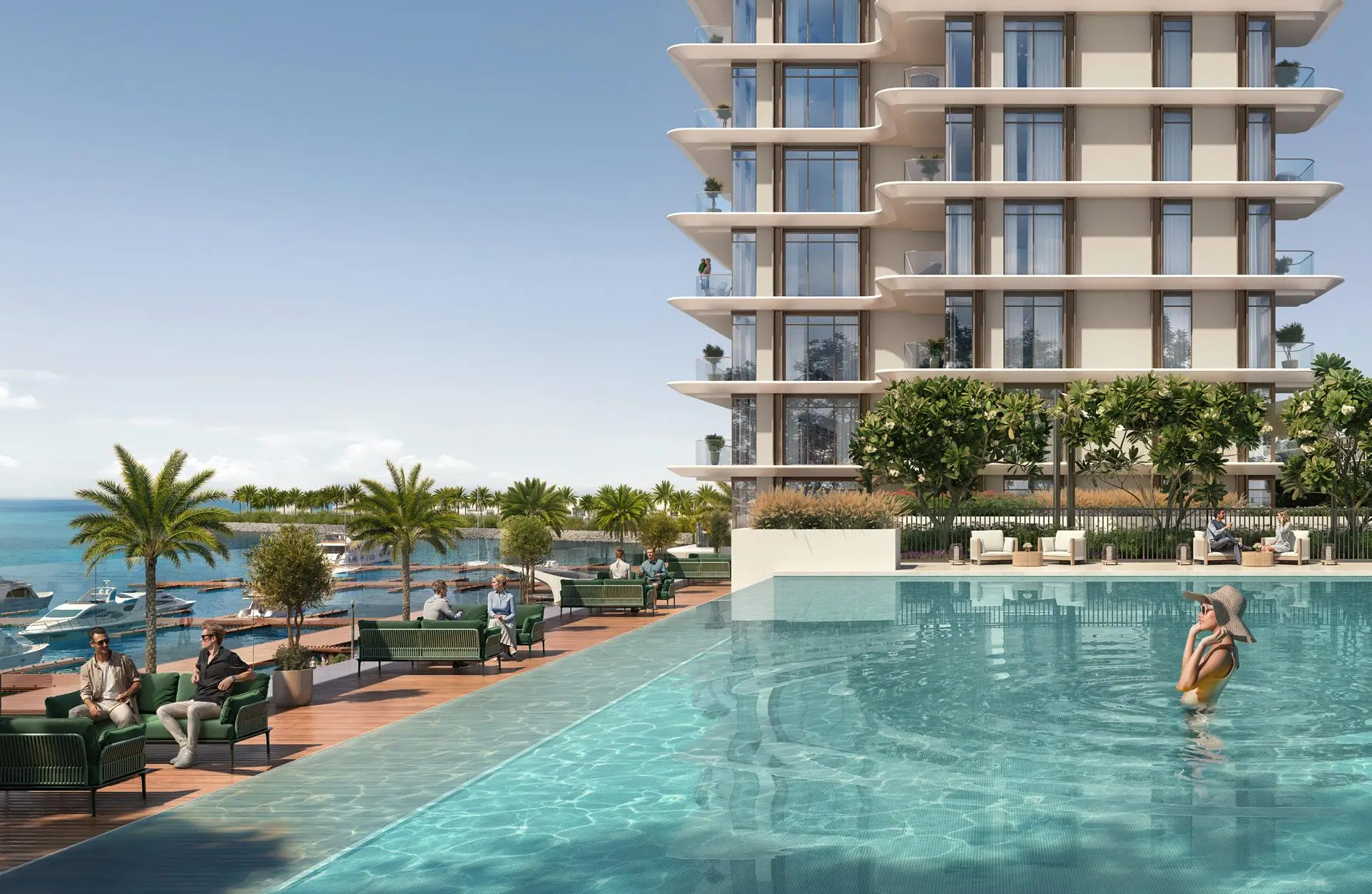 Marina Views dining space with modern interior finishes