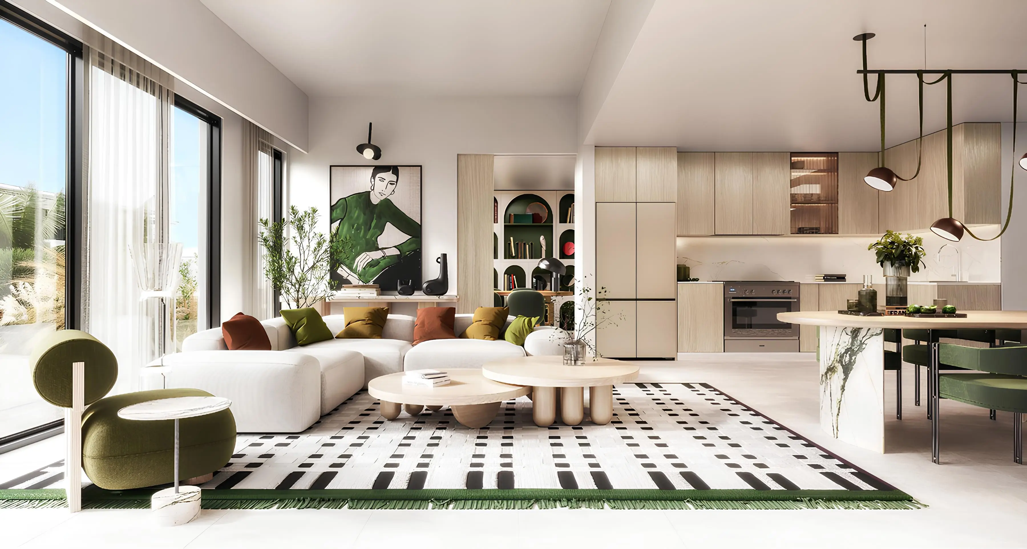 Nima townhouse lounge, dining and kitchen