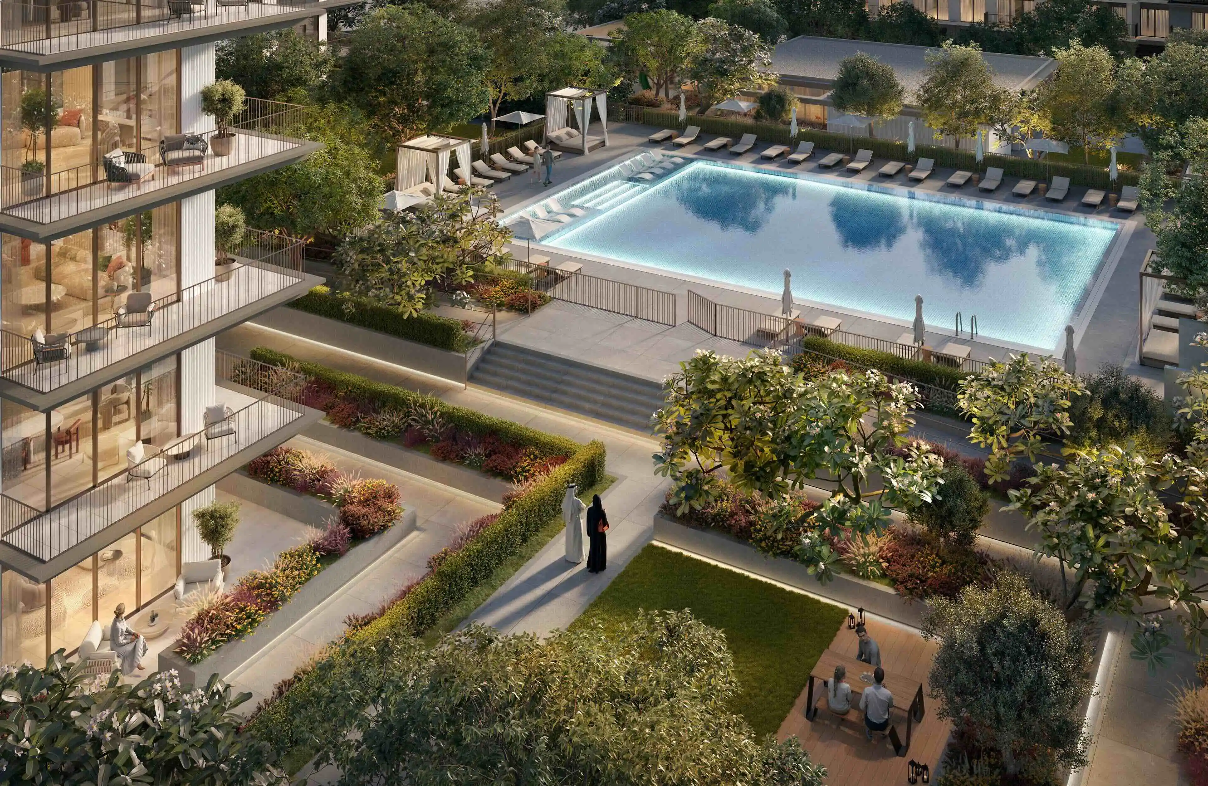 Ocean Cove pool courtyard and planted resident terraces