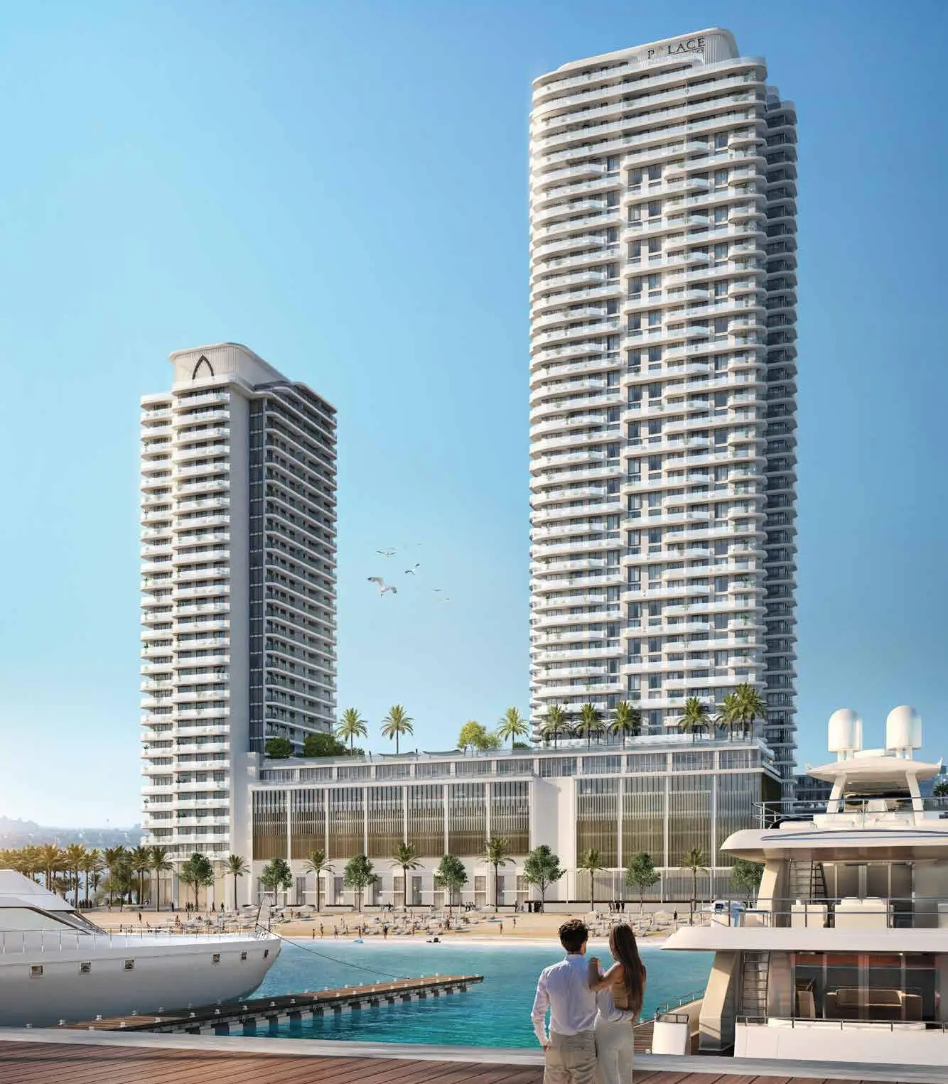 Palace Beach Residences nautical-inspired apartment living room
