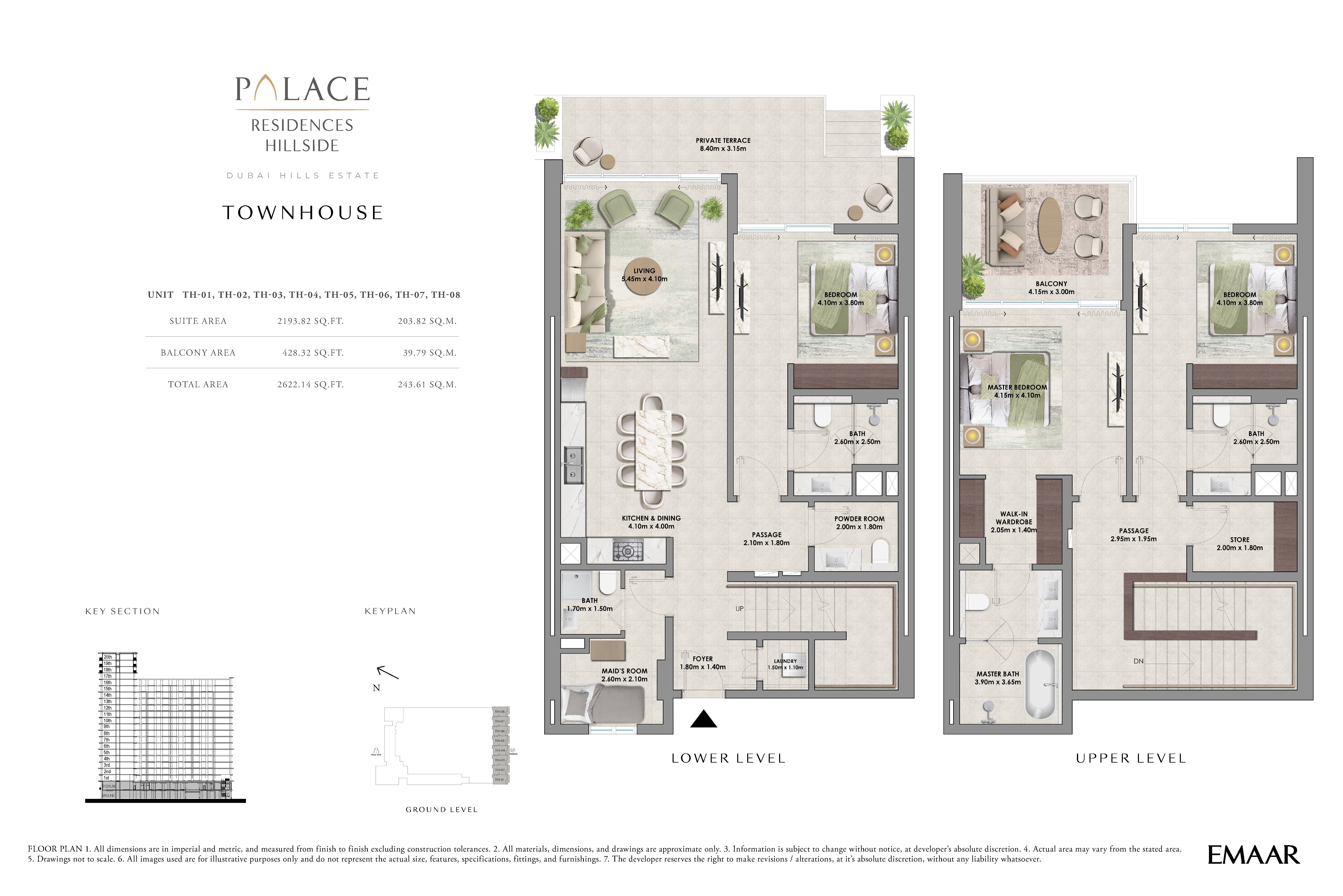 Palace Residences Hillside 3-bedroom townhouse, 2,622.14 sq ft floor plan