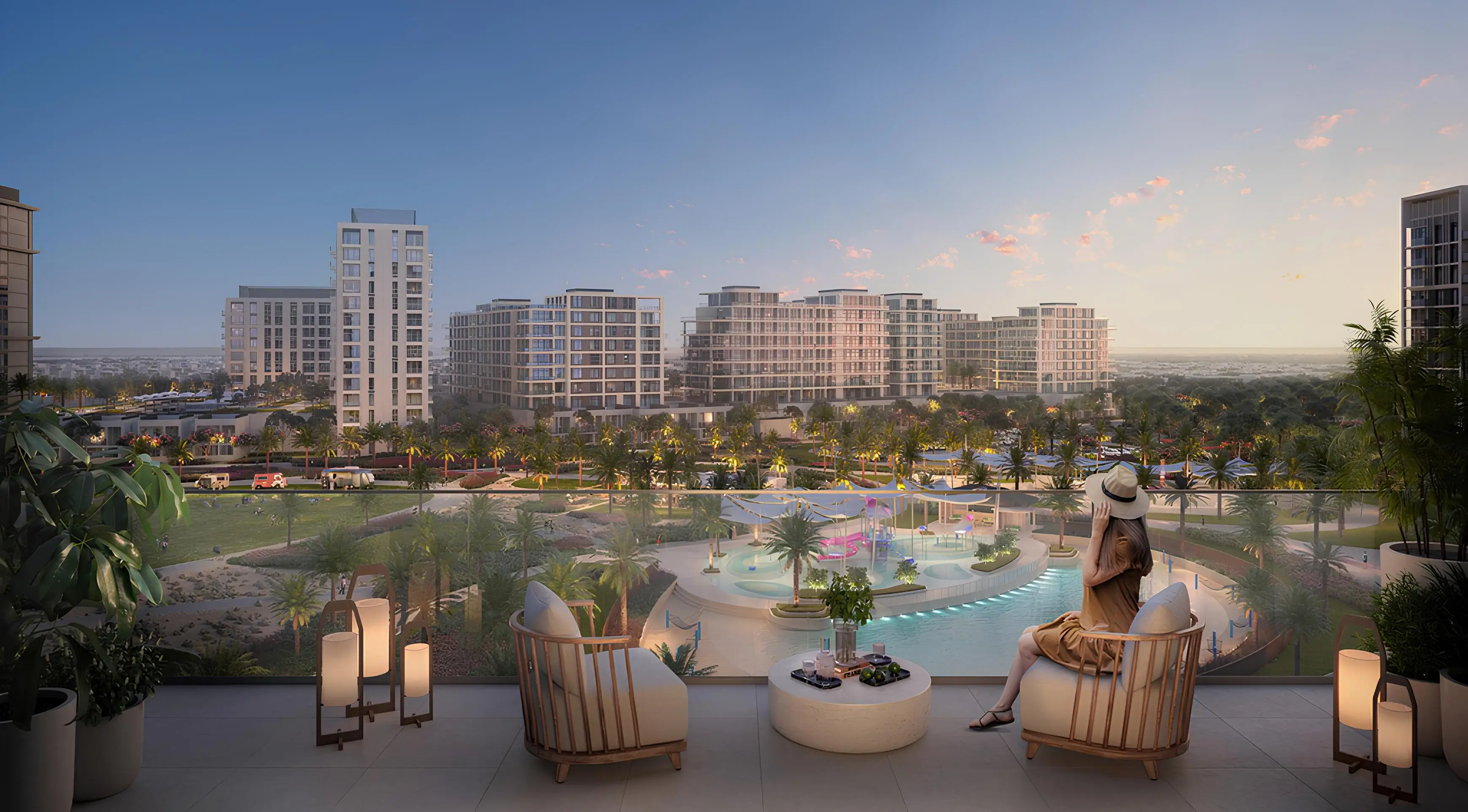 Parkside Views tower and Dubai Hills skyline