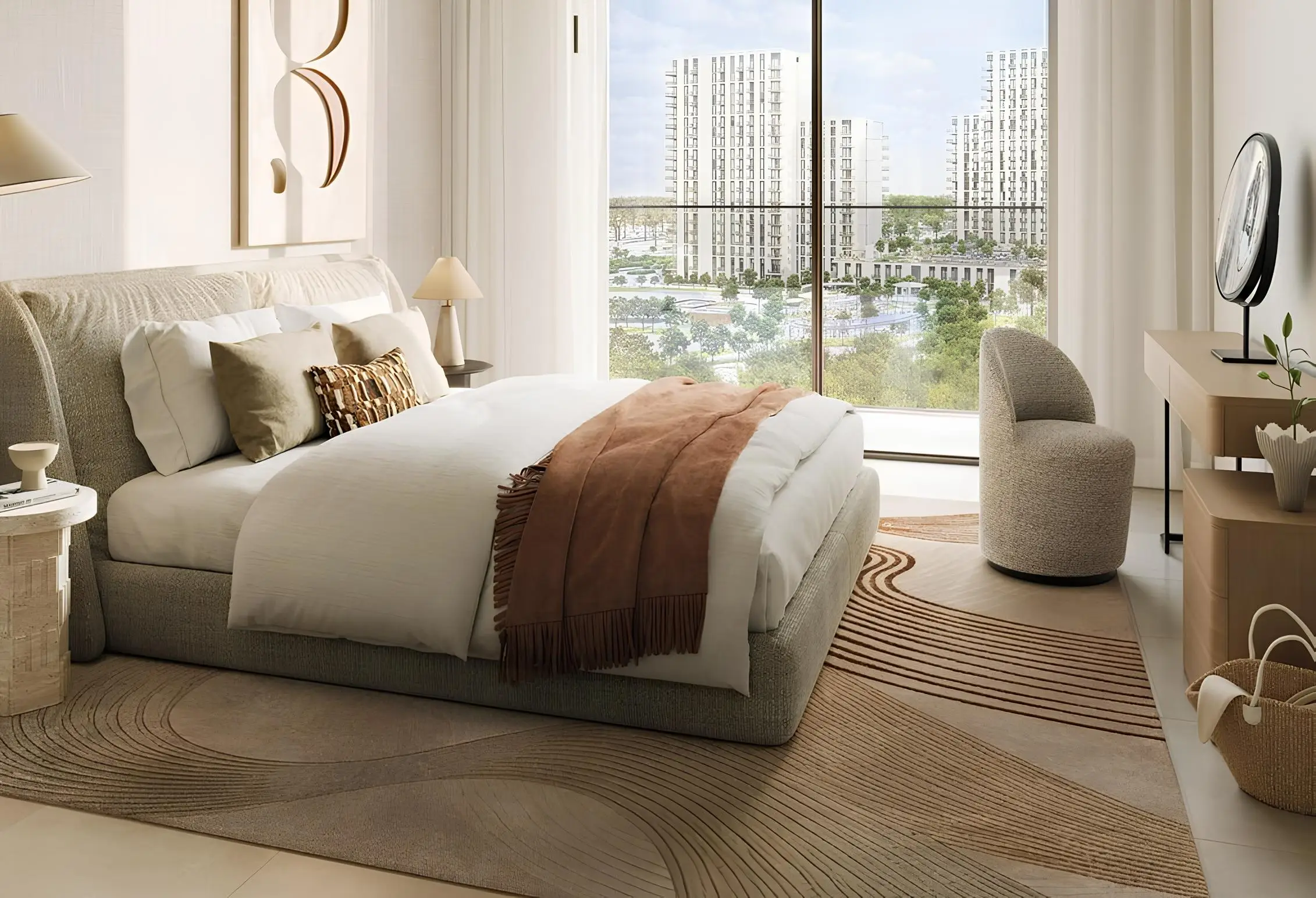 Parkwood apartment bedroom overlooking Dubai Hills Estate