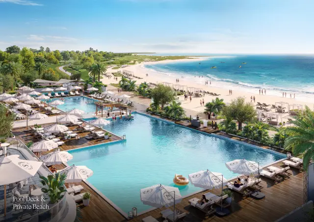 Pool Deck & Private Beach at The Residences at Sheraton Al Marjan Island Resort