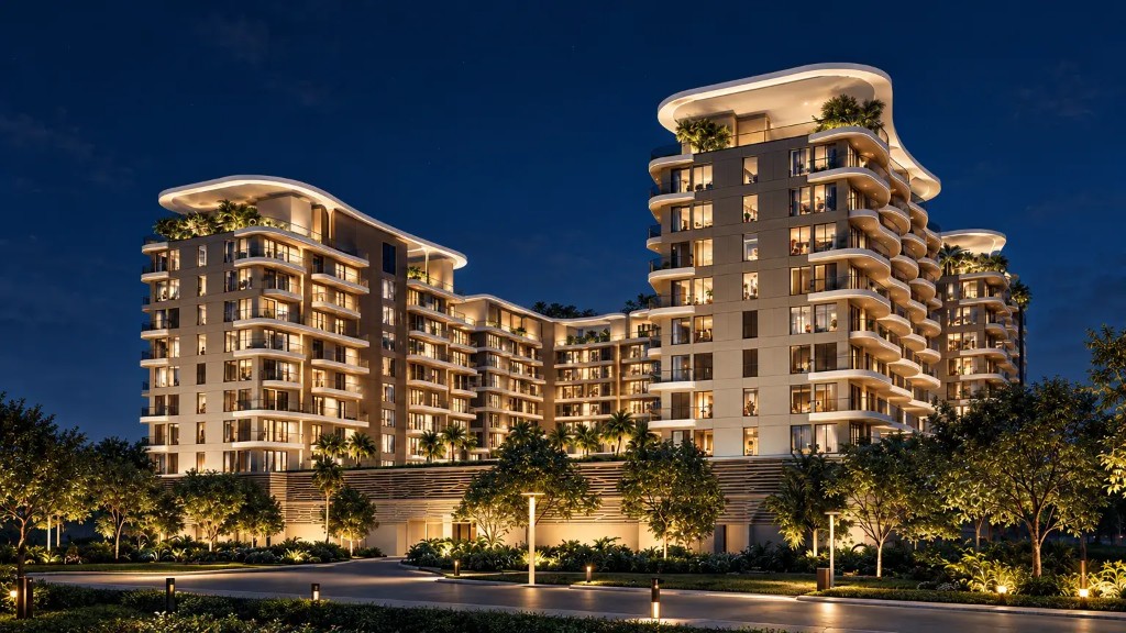 Sorrento Lagoon Views exterior rendering — G+7 residential towers in DAMAC Lagoons, Dubai