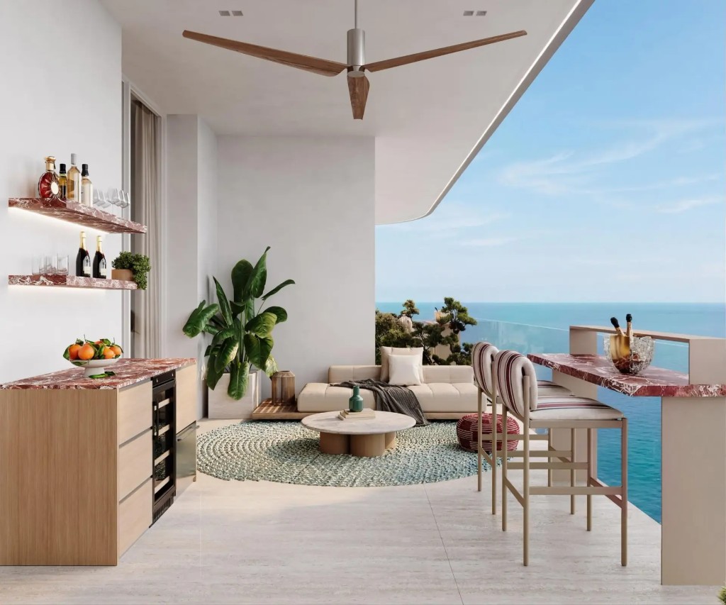 Private terrace bar with sea view at Vienna House Residences