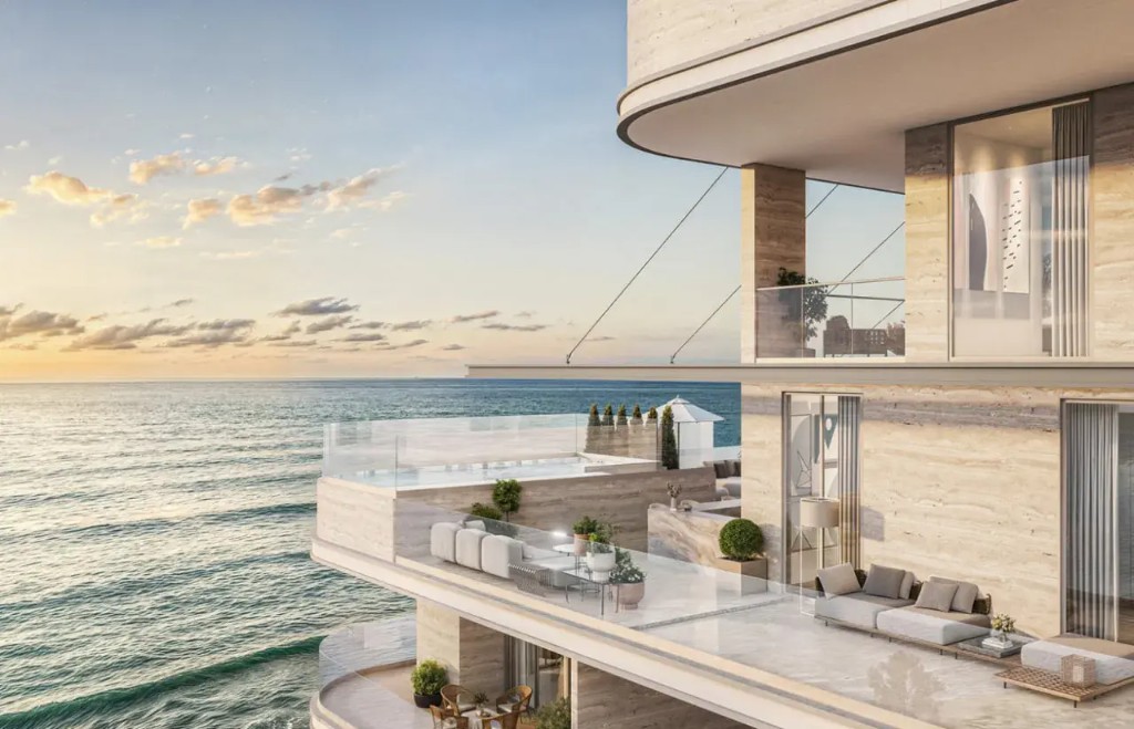 Private terrace with plunge pool overlooking the sea at Vienna House Residences