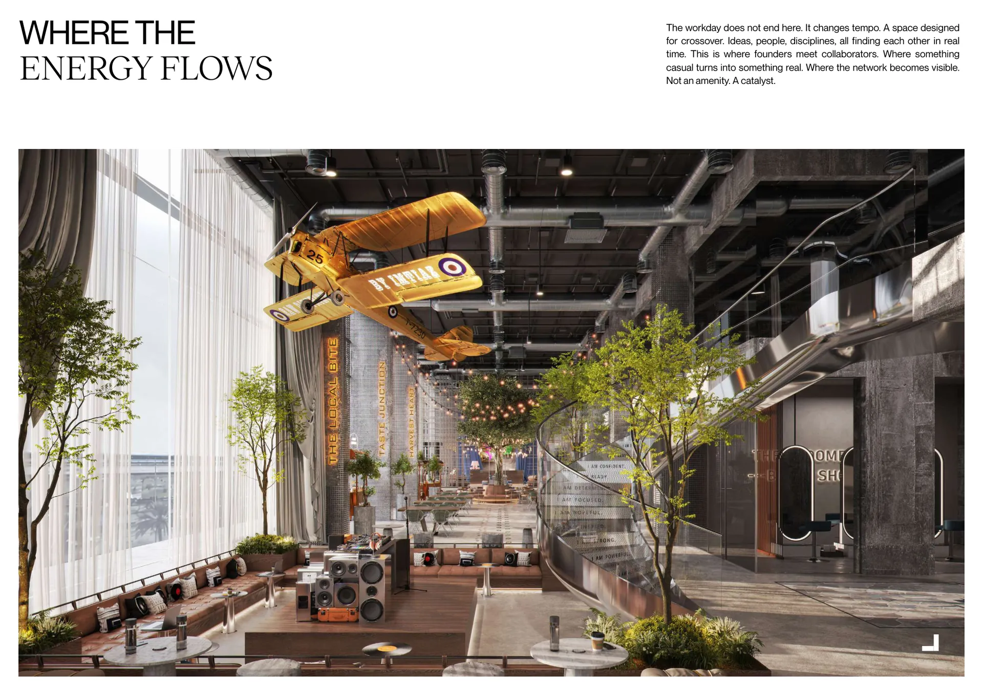 Creative Floor gathering space at Raw District II by Imtiaz, Downtown Jebel Ali