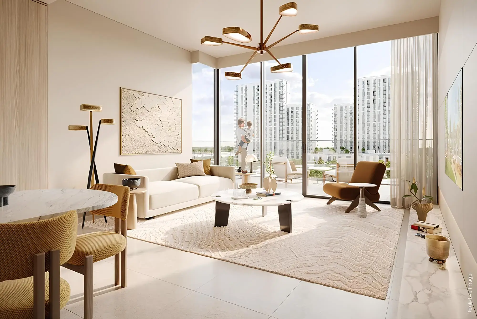 Rosehill apartment living room with panoramic glazing