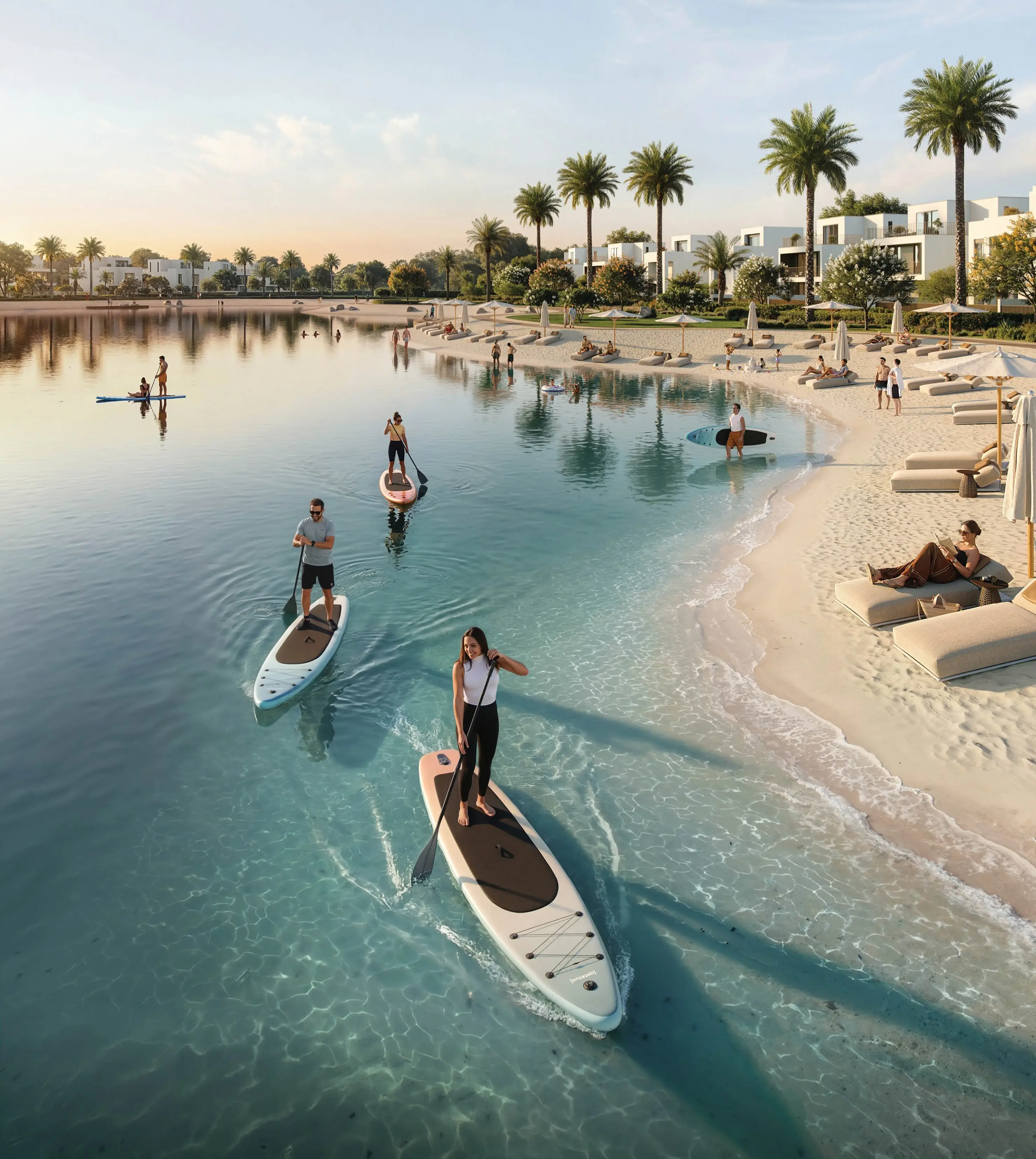 Crystal lagoon and paddleboarding at The Heights Country Club and Wellness