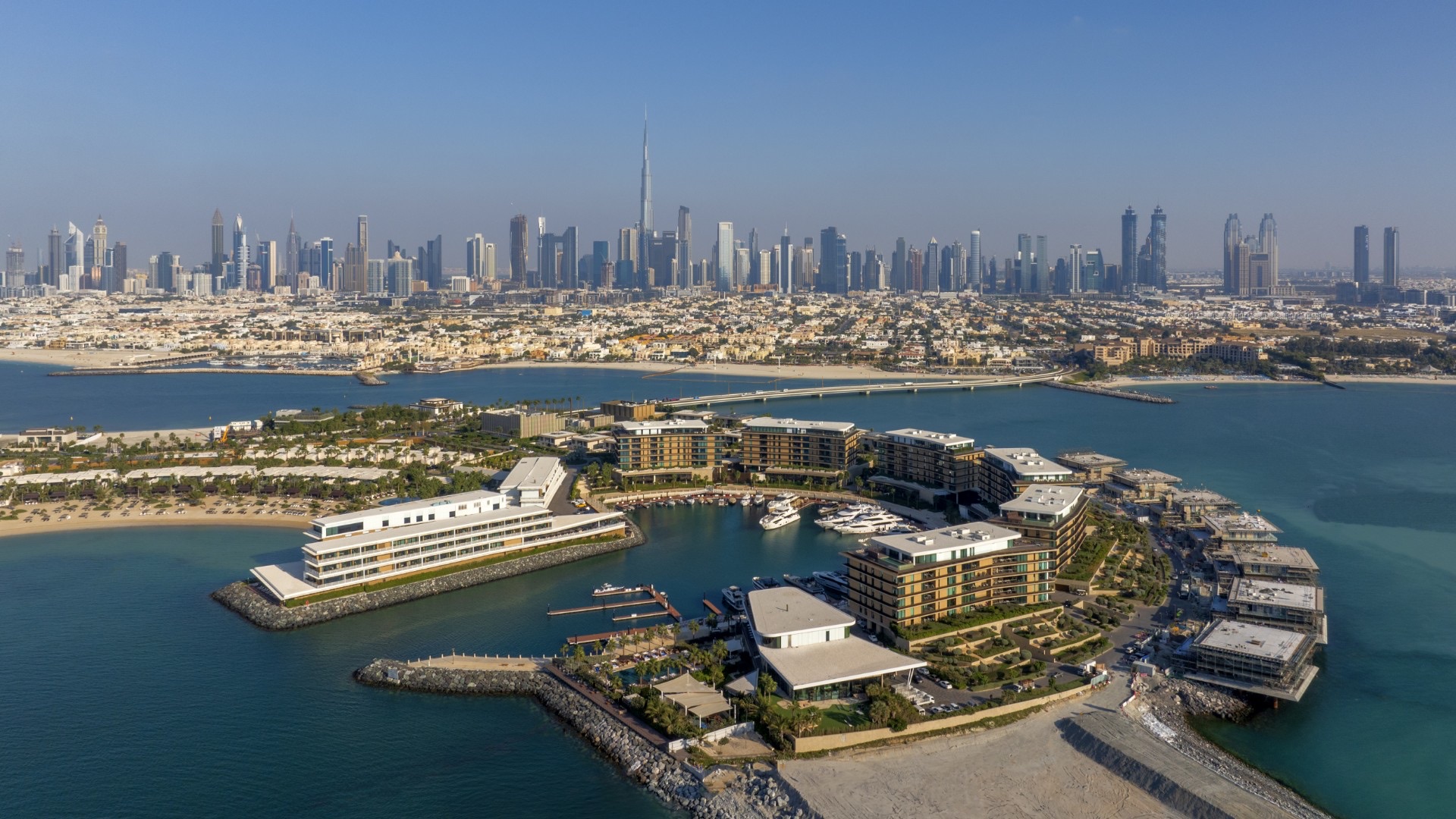 Private waterfront villa architecture on Jumeirah Bay Island