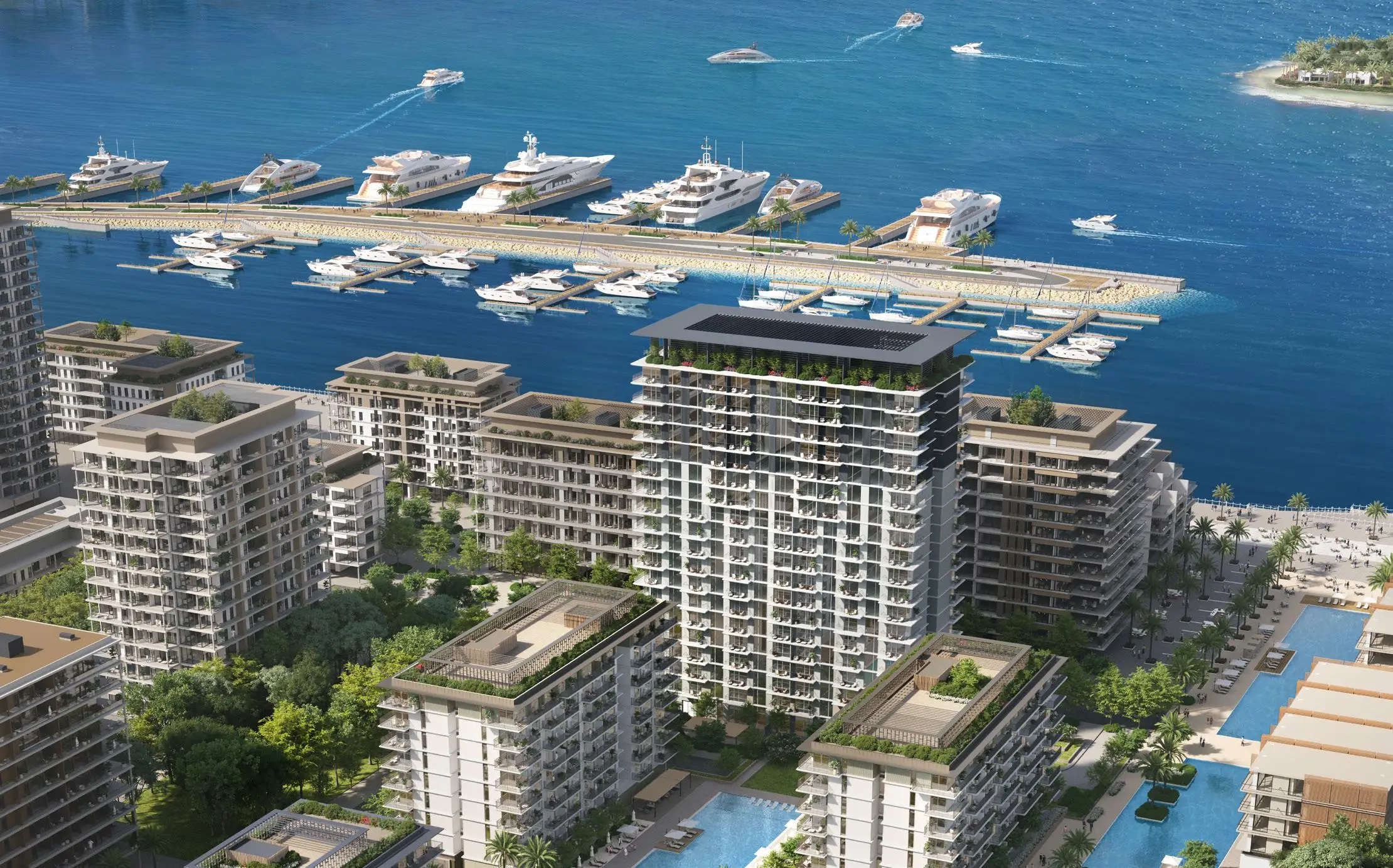 Seascape residences overlooking the yacht marina
