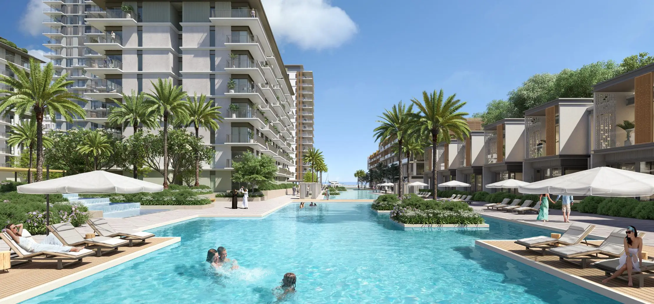 Seascape canal pool and waterfront promenade