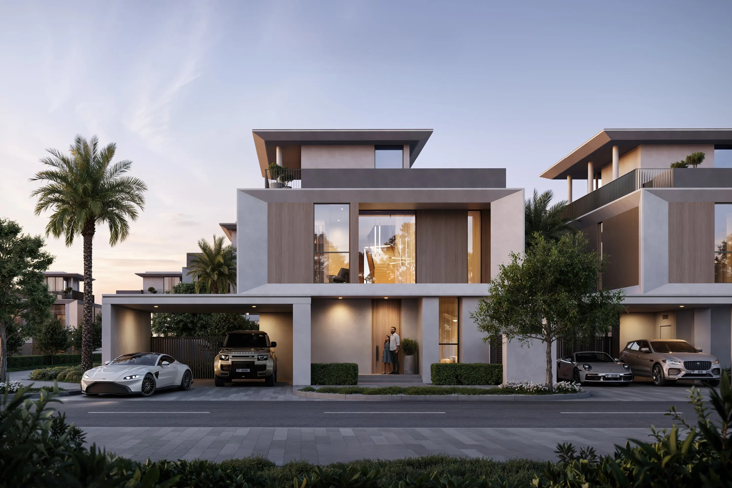 Selvara 3 villas along a landscaped residential street