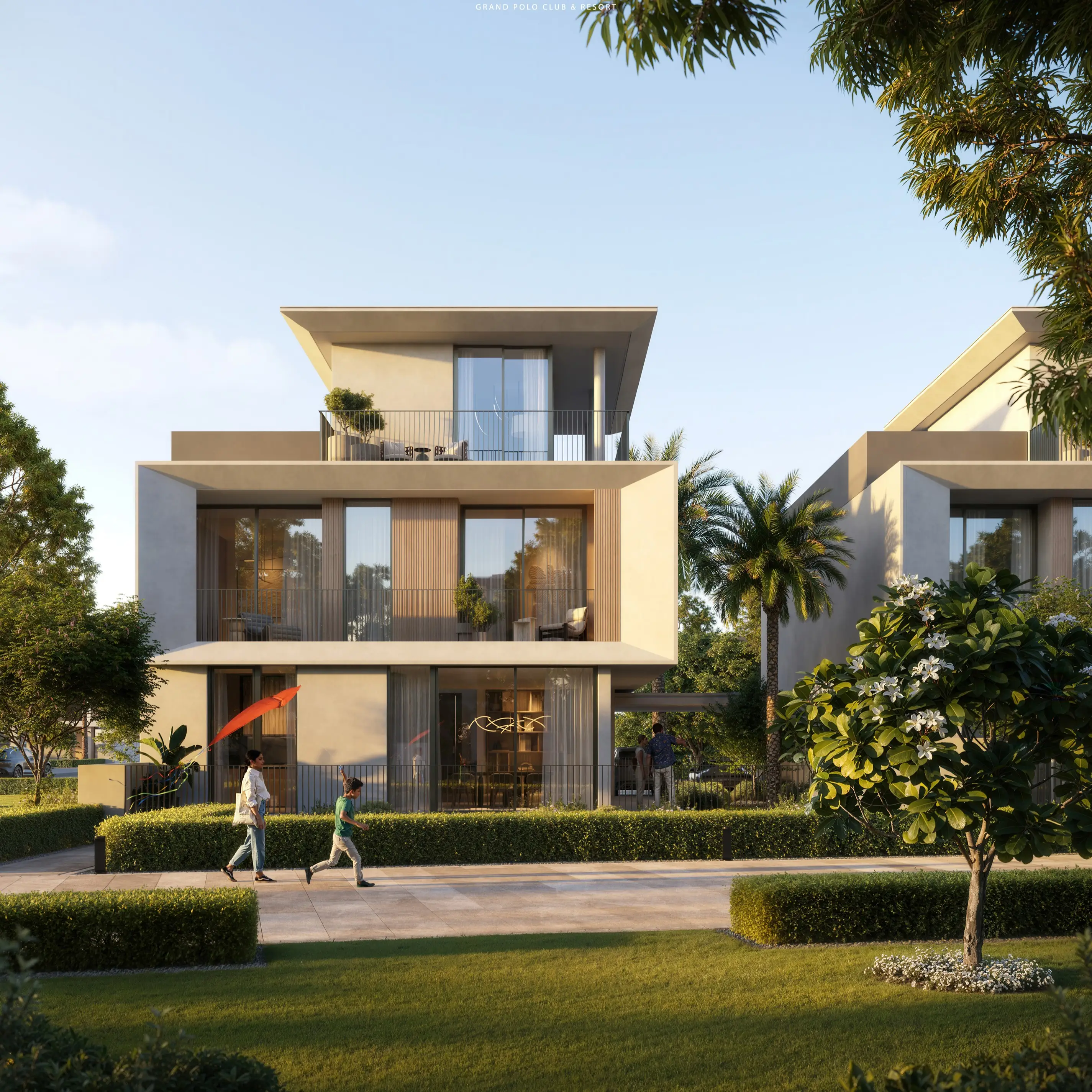 Selvara 4 villa living room opening onto a landscaped terrace