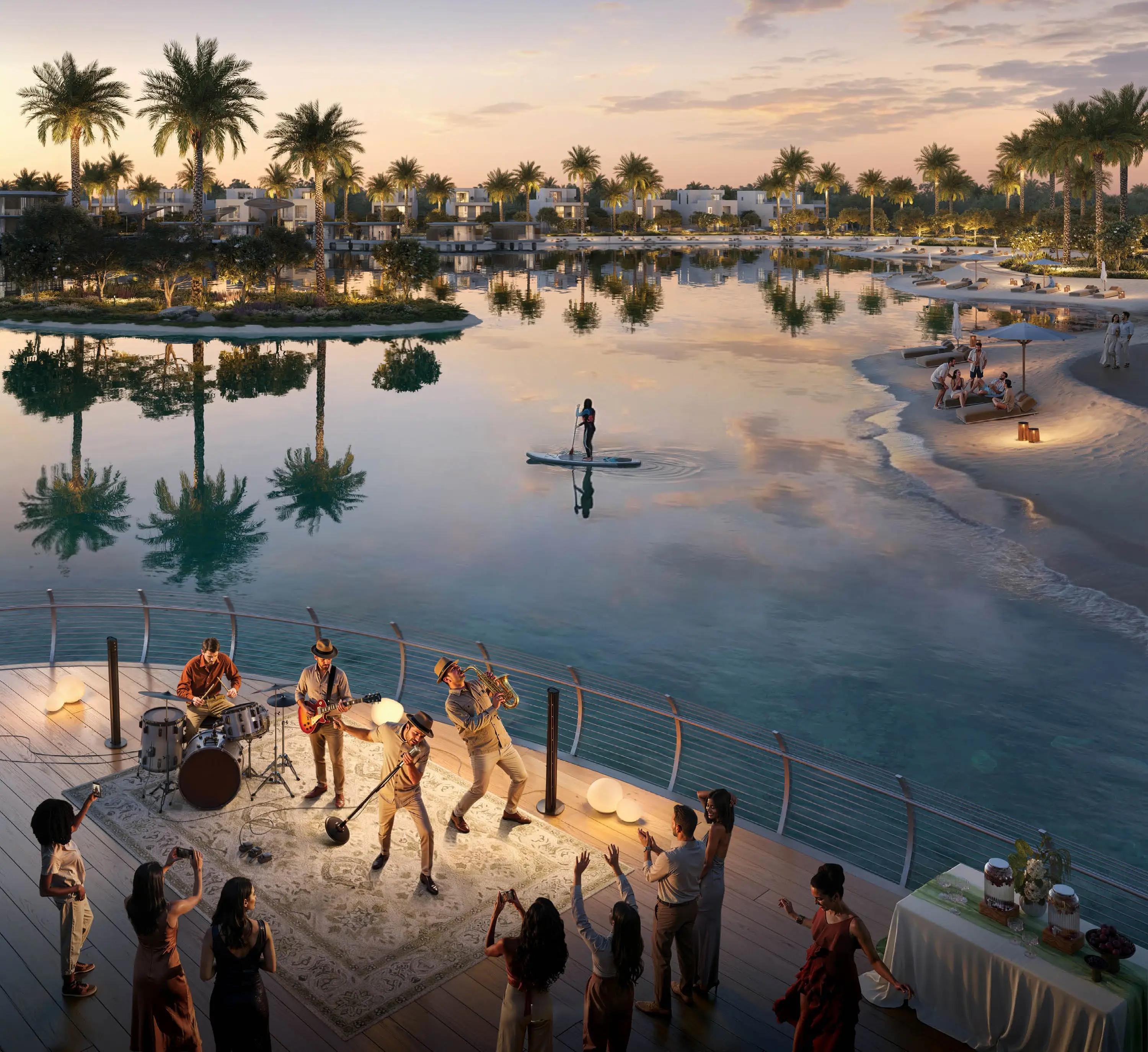 Live event terrace overlooking the Serro community lagoon