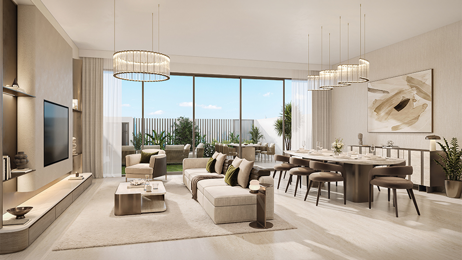 SOL Terra Casa living and dining room interior, JVC District 11, Dubai