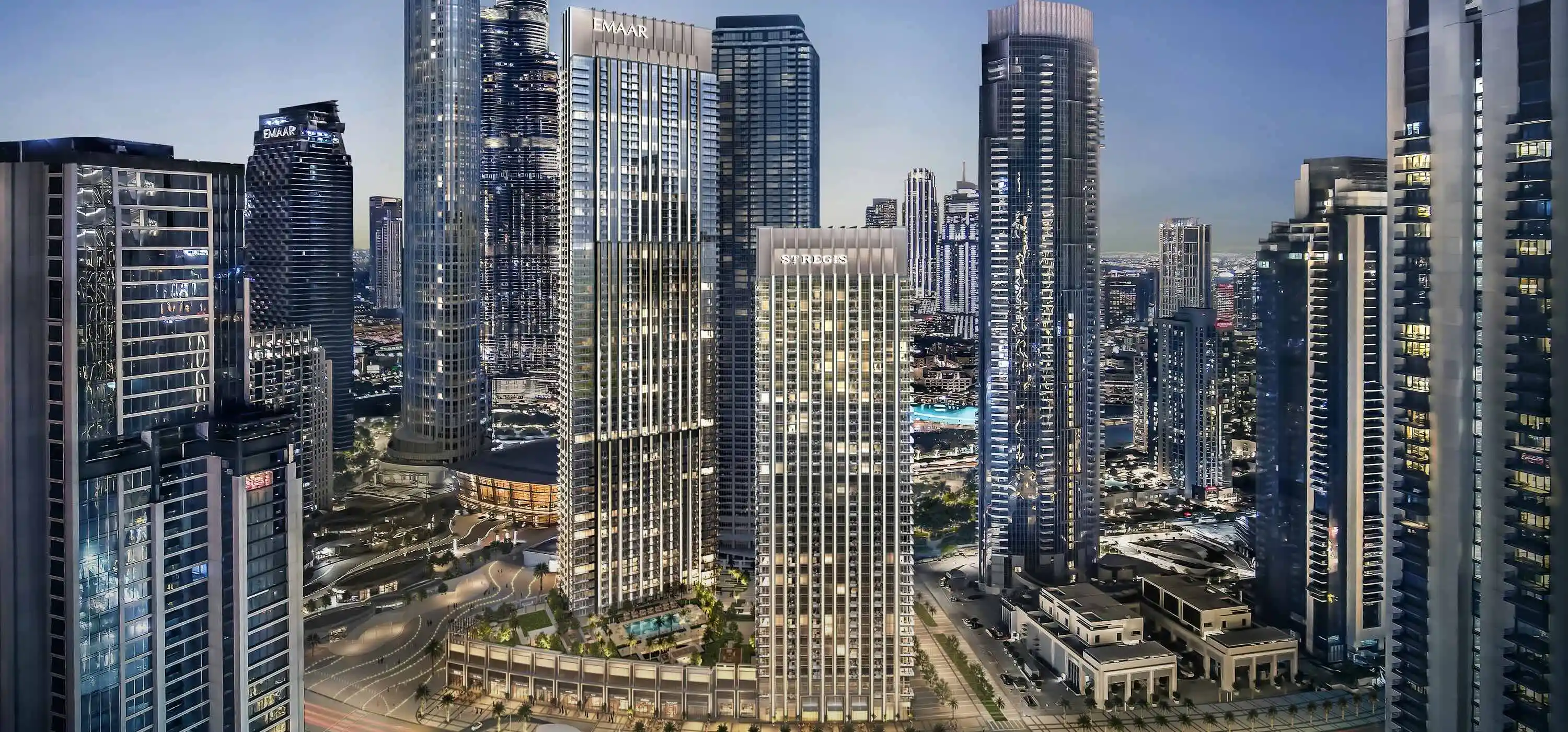 Landscaped podium amenities at The St. Regis Residences