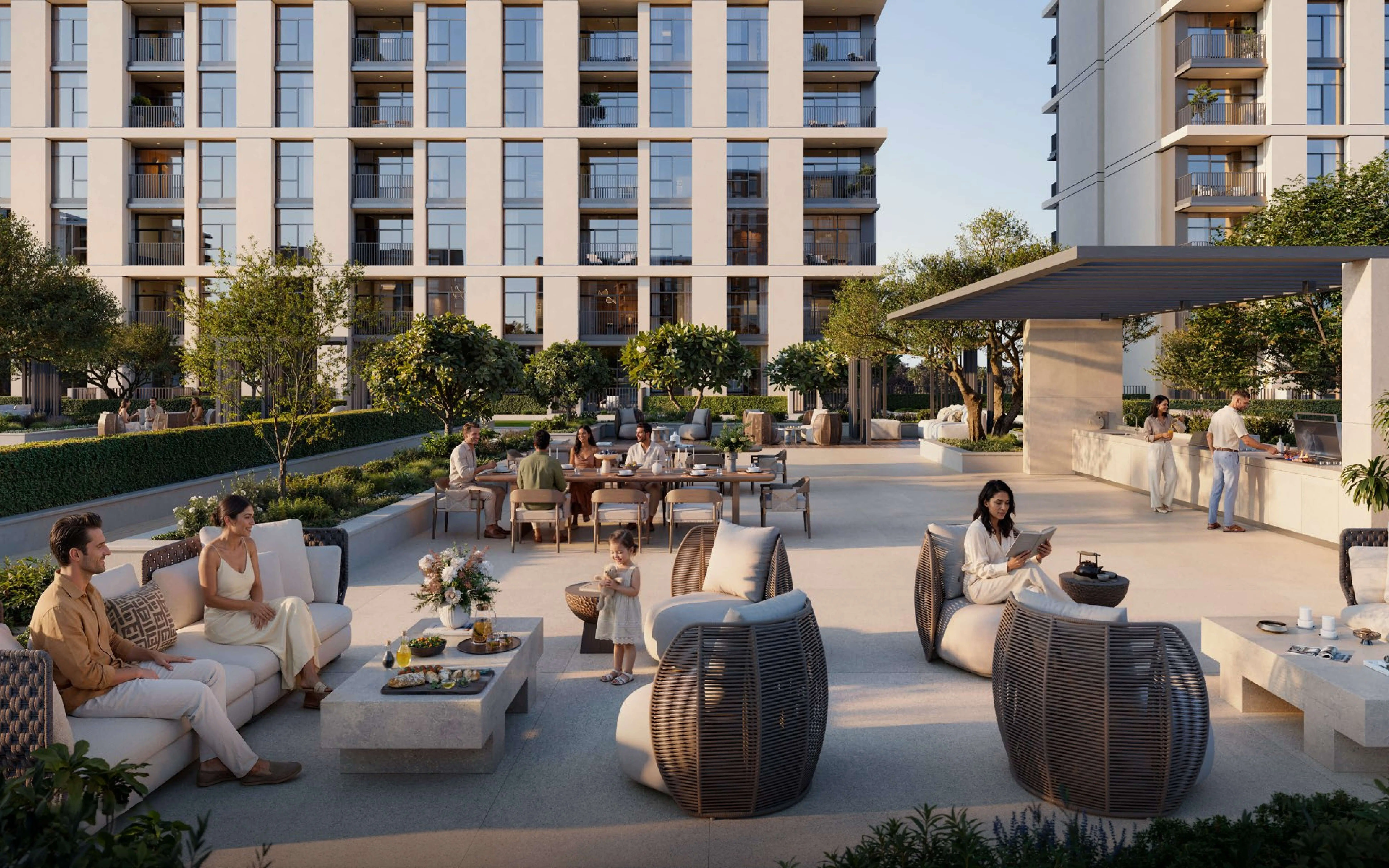 Outdoor lounge and barbecue terrace at Terra Woods