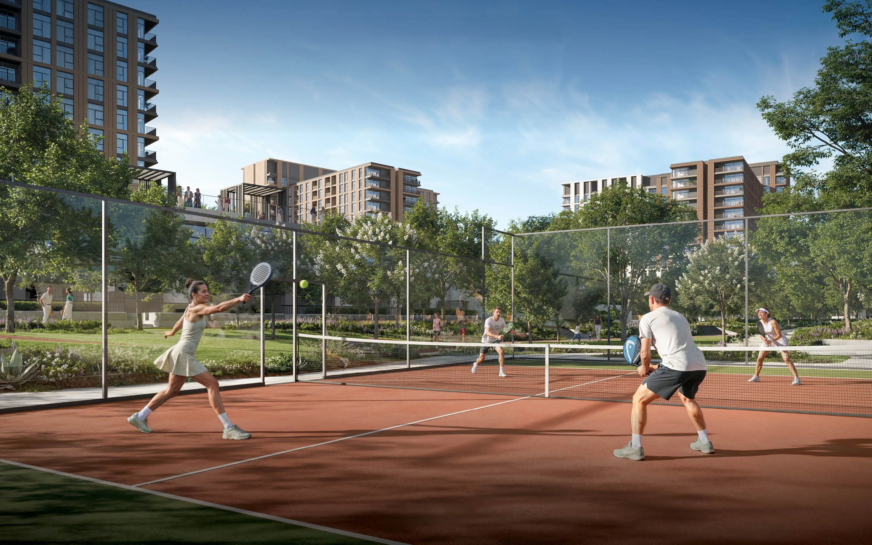 Padel court within the Terra Woods landscaped community