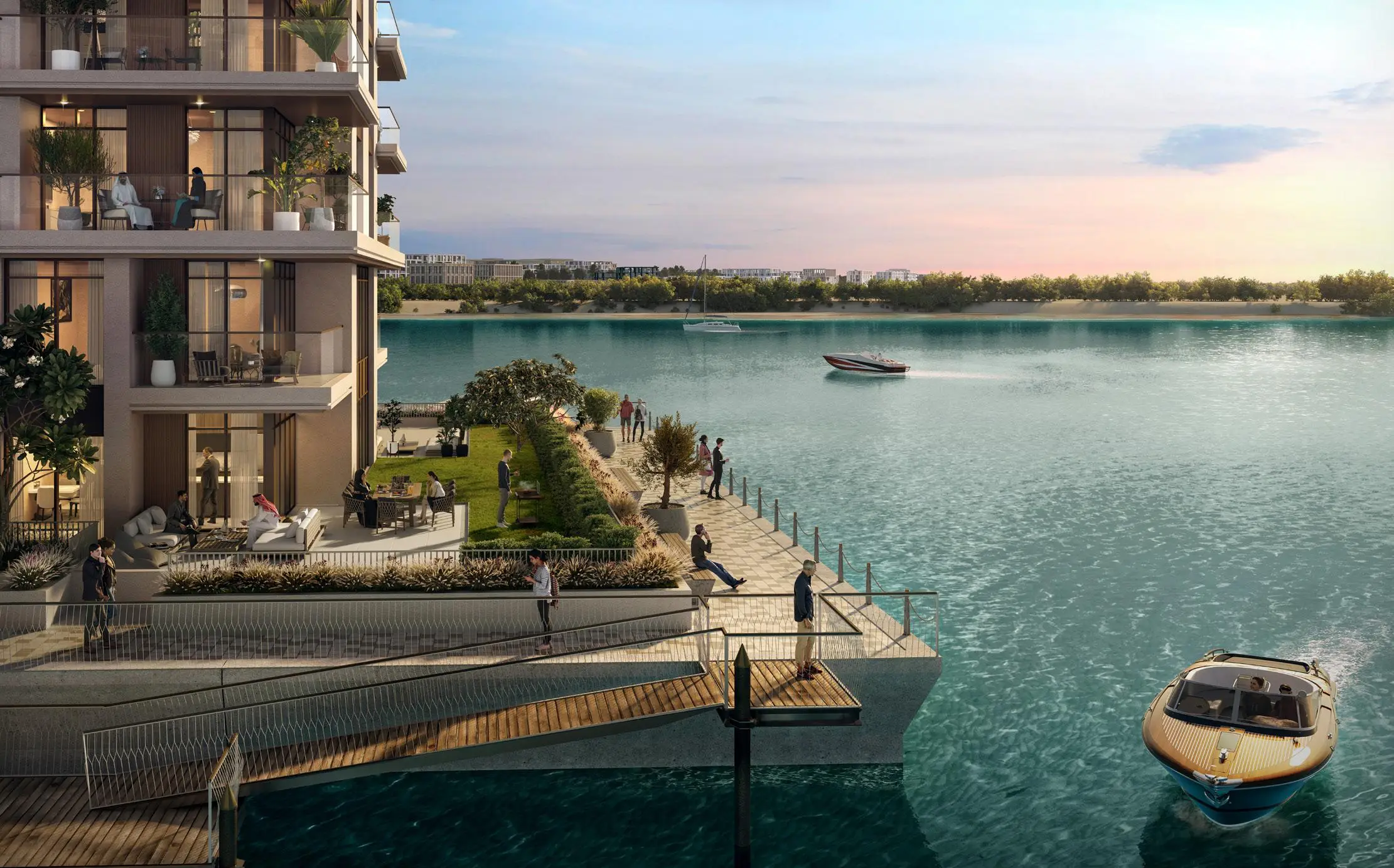 The Cove 2 apartment living room with panoramic glazing