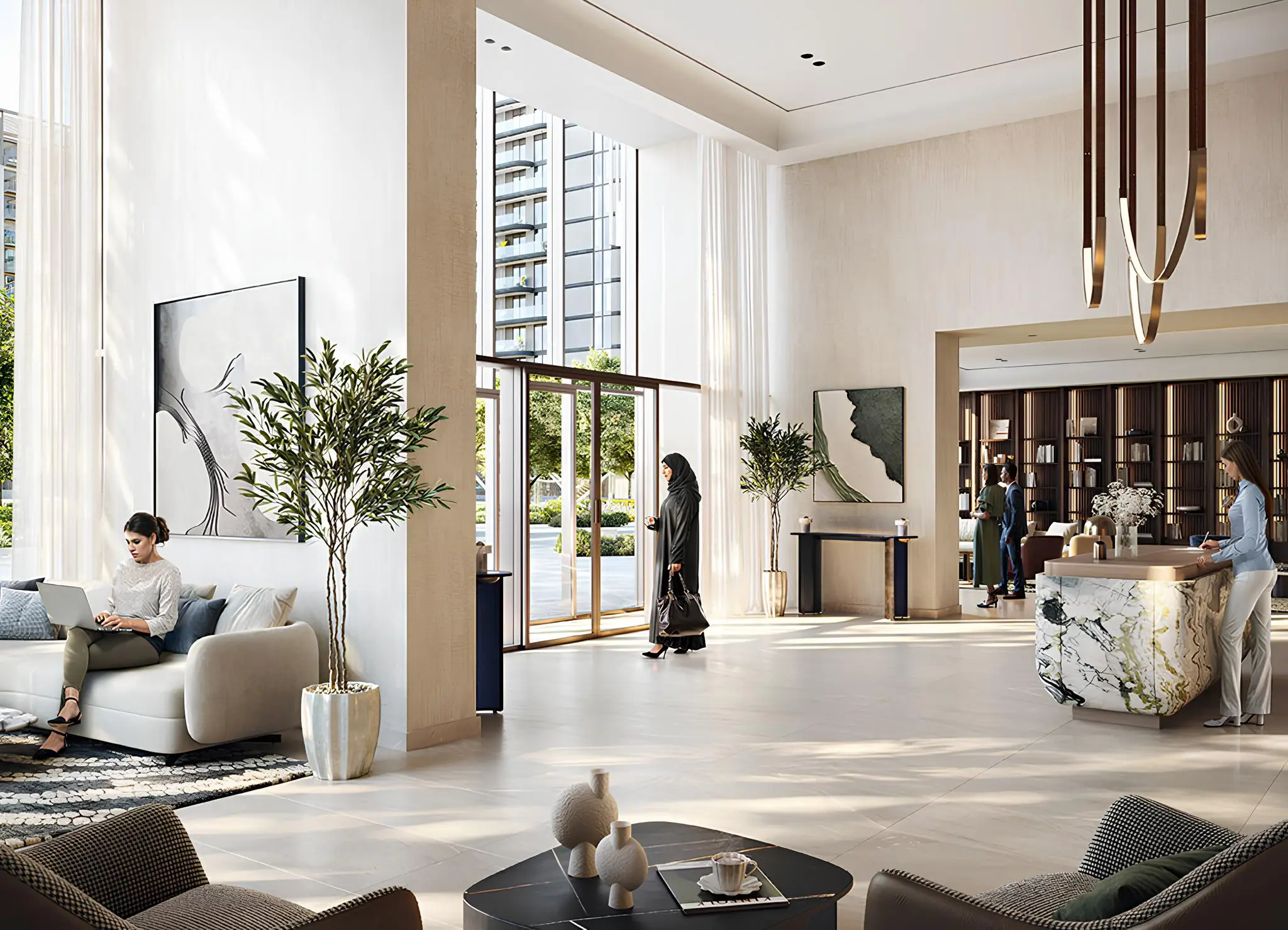 Valo double-height resident lobby and reception