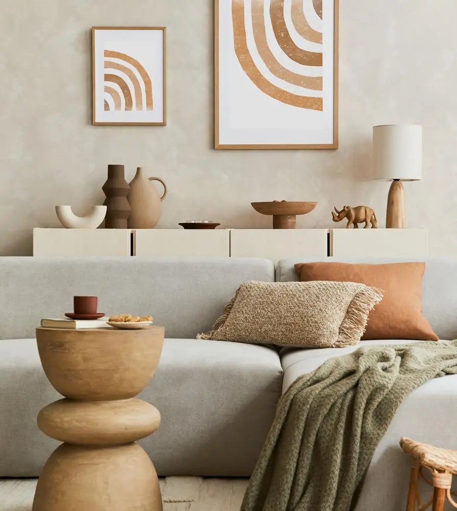 Natural interior material palette at Vida Residences Hillside